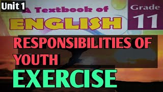 Responsibilities of Youth Unit 1 Class 11th English Vocabulary and Grammar solved [upl. by Noiz]