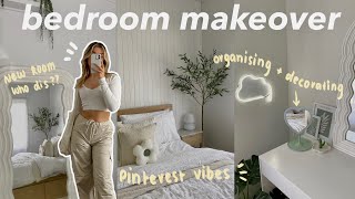 EXTREME bedroom makeover pinterest inspired aesthetic  new furniture amp decor [upl. by Ennahgiel]