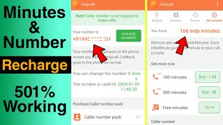 Indycall app me Recharge Kaise Kare। Indycall Minutes Purchase। Indycall Caller Number Pack Purchase [upl. by Anaiv502]