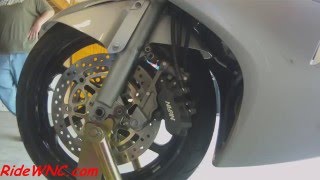 6th Generation VFR800 Front Wheel Removal [upl. by Eilhsa]