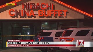 Man stabs family members crashes car robs restaurant in crime spree Raleigh police say [upl. by Ahsik602]