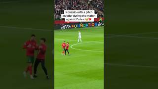 Breaking How Cristiano Ronaldo handled a pitch invader unlike Lionel Messi 🤯🤫😜😀💯 football sports [upl. by Rebmyk]