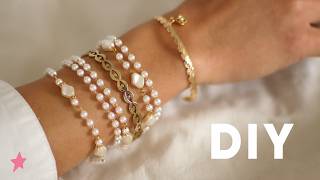 TUTORIEL  Bracelets en Perles Nacrées et Acier Inoxydable doré [upl. by Yllatan661]