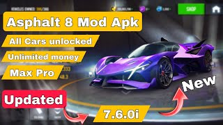 ⚡Asphalt 8 Mod Apk⚡All Cars Unlocked🏎️Unlimited Money🤑 [upl. by Hillari56]