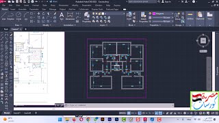 كيفية رسم لوحة مسقط الدور الارضى لمخطط معمارى لمبنى فى اوتوكاد [upl. by Enidaj49]