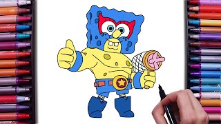 How to Draw SPONGEBOB EL PRIMO From Brawl Stars  StepbyStep Drawing Tutorial [upl. by Aleet]