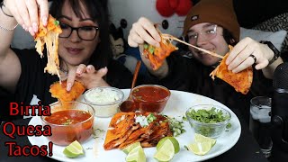 BIRRIA QUESA TACOS MUKBANG  TACO WEEK [upl. by Malilliw161]