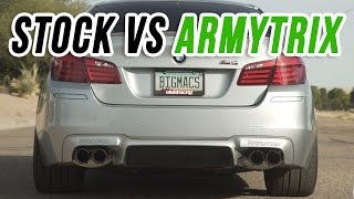 Stock Exhaust vs Armytrix TurboBack Valvetronic  BMW F10 M5 [upl. by Dombrowski]