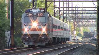 20160805 August 5 2016 SEPTA Silverliner IV and AEM7 push pull trains Lansdale Station Lansdale PA [upl. by Atiuqel]