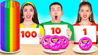 BIG VS MEDIUM VS SMALL FOOD CHALLENGE  How about some huge Sweets By 123 GO GLOBAL [upl. by Tito]