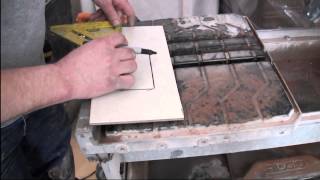 How to cut Porcelain Tile using a Wet Saw [upl. by Ammej539]