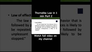 thorndike law in 1 min Part 2 saniyalearningtutorial video shorts viralvideo [upl. by Porcia]