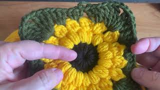 Crochet Tutorial Sunflower Sunburst Granny Square [upl. by Munmro]