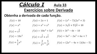 Exercícios resolvidos sobre derivada de uma função usando as regras básicas de derivação [upl. by Coridon842]