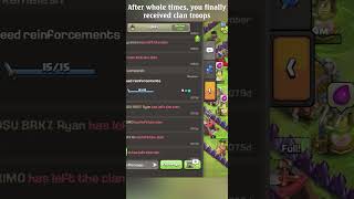 CLASH OF CLANS  After whole times you finally received clan troops shorts clashofclans coc [upl. by Yrolam]