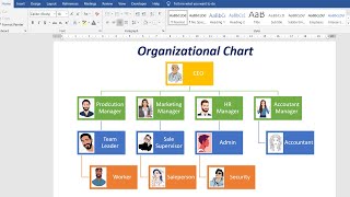 How to make an organization chart with pictures in Microsoft Word 2016 [upl. by Nnil]