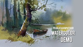 Easy watercolor landscape  watercolor for beginners [upl. by Namsaj]