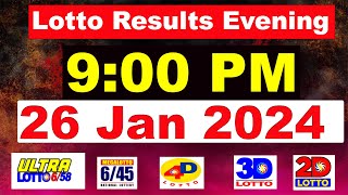 PCSO lotto results today  pcso live draw 9pm today 26 January 2024 [upl. by Aielam981]