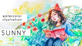 SUNNY Watercolor illustration [upl. by Gawen928]