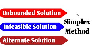 Unbounded Infeasible amp Alternate Solution in the Simplex Method How to identify type of solution [upl. by Larena]