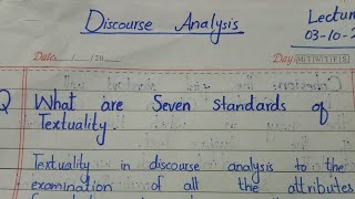 Seven Standard of textuality in discourse analysis  important question of Discourse analysis [upl. by Norek]