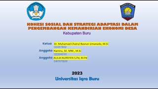 Video Presentasi Hasil Penelitian Dasar hibah KEMDIKBUDRISTEK Tahun 2023 [upl. by Nnylarej]