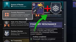 HOW TO Complete quotActivity Completedquot Foundry Resonance Step 24  Destiny 2 Season of Plunder [upl. by Charlena414]