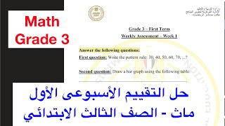 حل التقييم الأسبوعى الأول ماث الصف الثالث الابتدائي  Math Grade 3 [upl. by Adarbil]