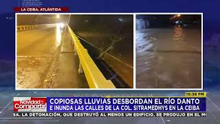 Fuertes lluvias desbordan el río Danto e inunda las calles de La Ceiba TormentaTropicalSARA [upl. by Haim]