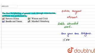 The first deciphering of genetic code throug trinucleotide synthesis was performed by [upl. by Stevy]