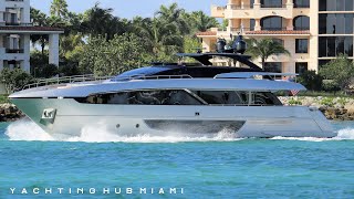 Miami Yachts and Boats  Take a close look at the New Riva Corsaro 100 Leaving the boat show  4K [upl. by Tiffi]