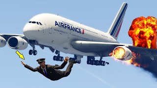 Pilot Falls Out of Burning Airbus A320 After Crashes Mid Air With Airplane GTA 5 [upl. by Akcirehs]