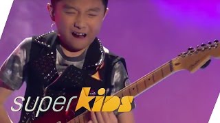 Jeremy Yong 11yrs old EGuitar Solo  Superkids [upl. by Dnalro]