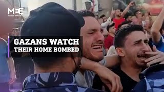 Gaza residents watch in horror as their house is bombed by Israeli air strikes [upl. by Koenraad]