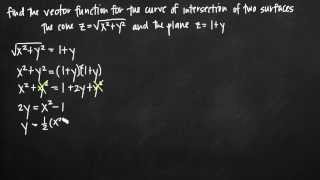 Vector function for the curve of intersection of two surfaces KristaKingMath [upl. by Kcirdnekal4]