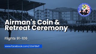 USAF BMT Airmans Coin and Retreat Ceremony Flights 91106  January 10 2024 [upl. by Philina708]