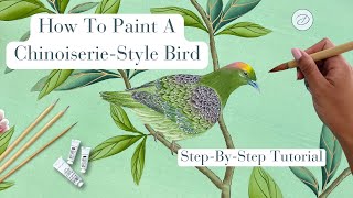 How To Paint A Chinoiserie or Chinese Wallpaper Style Bird [upl. by Pich]