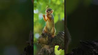 Baby common squirrel monkey searching for food on a tree amp Meditation music shorts animals [upl. by Ultan]