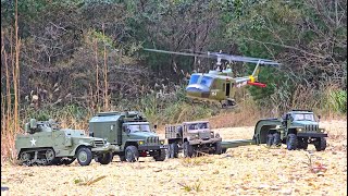 116 Scale Military WPL B363 Ural Trailer B16KM Torro M16 135 Helicopter YU XIANG F07 UH1 Huey [upl. by Aninat]