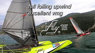 iFLY15 fast foiling upwind  excellent angles  vmg [upl. by Adlesirc880]