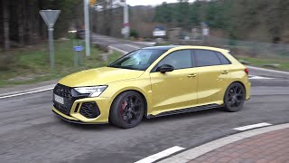 Audi RS3 Sportback  Sedan 8Y with Akrapovic Exhaust Lovely 5Cylinder Sounds [upl. by Aeriell]