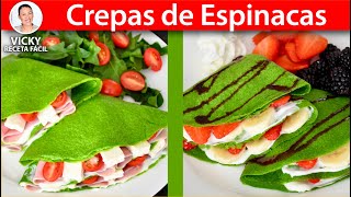 CREPAS DE ESPINACAS  Vicky Receta Facil [upl. by Nicolle]