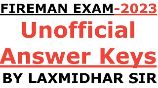 Fireman Exam 2023 I Unofficial Answer Keys By Laxmidhar Sir I Odisha Fireman Answer Keys 2023 [upl. by Nerval]