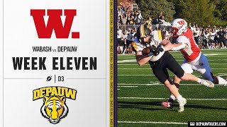 Wabash vs Depauw Highlights Monon Bell Game  D3 College Football 2023 [upl. by Ellerred]