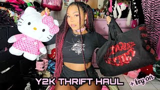 ICONIC Y2K THRIFT HAUL  TRY ON ♡ rockstar gf dollcore mall goth [upl. by Anifad]