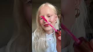 Putting pink mascara on my white eyelashes 🩷 pinkmascara whiteeyelashes grwm shorts [upl. by Simson]