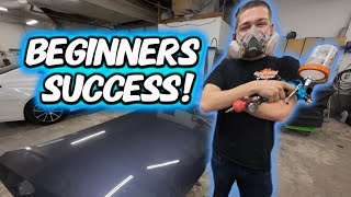 Spraying clear coat for the first time Auto painting Tutorial [upl. by Beall215]