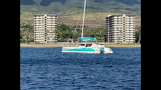 Maui Teralani Dinner cruise past Lahaina Boys having fun and driving the boat [upl. by Tsenrae476]