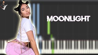 Kali Uchis  Moonlight  Instrumental Piano Tutorial  Partitura  Karaoke  MIDI [upl. by Kennett78]