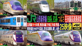 4K  新型山形新幹線 E8系 E3系 つばさ 在来線高速通過集 山形駅 加速音を楽しむ♪ かみのやま温泉駅 茂吉記念館前駅 蔵王駅にて [upl. by Etiuqram]